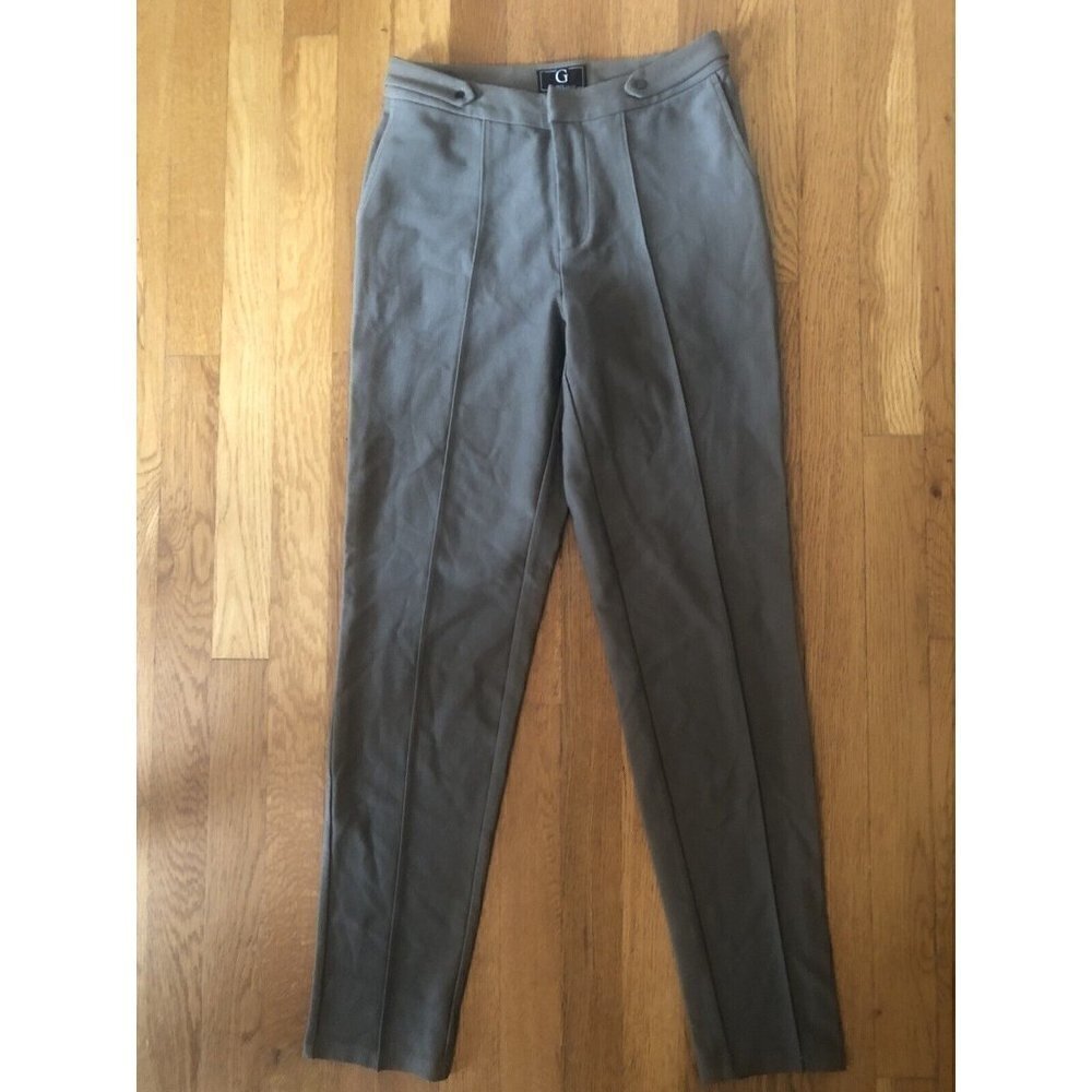 NWOT G By Guiliana Womens Size 4 Olive Green Knit Pants Pintuck Ankle